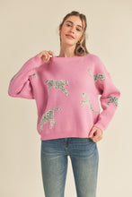 Electric Orchid Leopard Knit Sweater