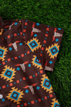 Multi-Color Bullhead Aztec Printed Button Up Shirt