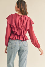 Bright Burgundy Layered Ruffle Top