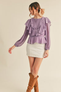 Dusty Lavender Layered Ruffle Top