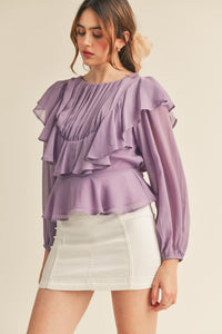Dusty Lavender Layered Ruffle Top