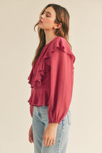 Bright Burgundy Layered Ruffle Top