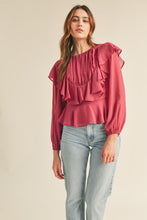 Bright Burgundy Layered Ruffle Top