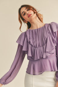 Dusty Lavender Layered Ruffle Top