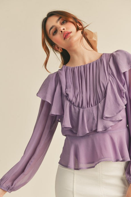 Dusty Lavender Layered Ruffle Top