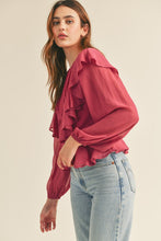 Bright Burgundy Layered Ruffle Top