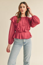 Bright Burgundy Layered Ruffle Top