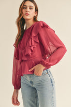 Bright Burgundy Layered Ruffle Top