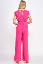 Fuchsia Sleeveless Jumpsuit With Color Block Top