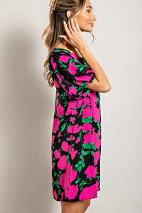 Hot Pink Floral Mini Dress