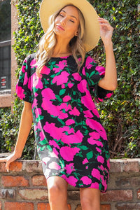 Hot Pink Floral Mini Dress