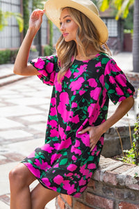 Hot Pink Floral Mini Dress