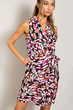 Orchid Print Tie Waist Wrap Mini Dress