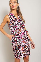 Orchid Print Tie Waist Wrap Mini Dress