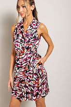 Orchid Print Tie Waist Wrap Mini Dress