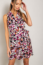 Orchid Print Tie Waist Wrap Mini Dress