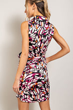 Orchid Print Tie Waist Wrap Mini Dress