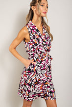 Orchid Print Tie Waist Wrap Mini Dress