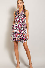 Orchid Print Tie Waist Wrap Mini Dress