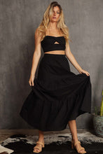 Black Smocking Top With Tiered Ruffle Skirt Set