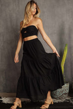 Black Smocking Top With Tiered Ruffle Skirt Set
