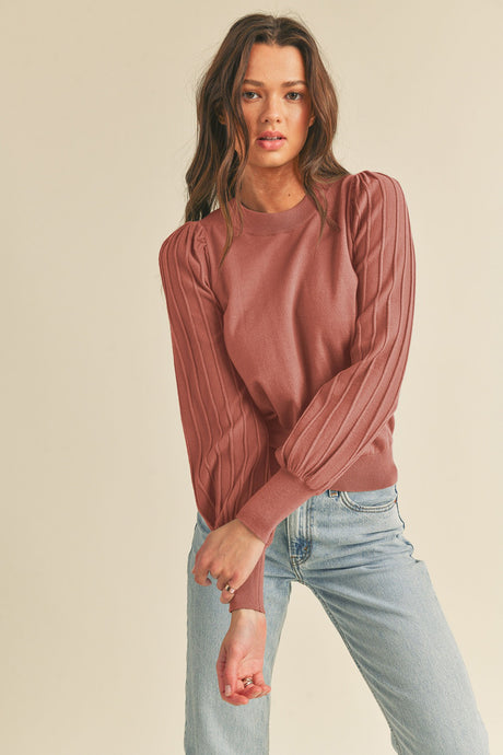 Honey Ginger Classic Stripe Texture Pullover