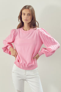 Cool Pink Classic Stripe Texture Pullover