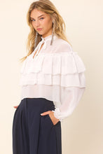 Off White Ruffle Detailed Blouse Top