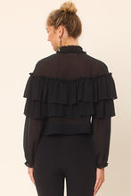 Black Ruffle Detailed Blouse Top