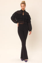 Black Ruffle Detailed Blouse Top