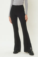 Black Center-Leg Seam Detailed Side Slit Flare Pants