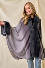 Grey Faux Fur Trim Ombre Cape