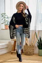 Black/Ivory Sweater Shawl Wrap with Aztec Pattern