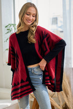 Red/Black Sweater Shawl Wrap with Aztec Pattern