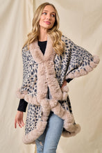 Taupe Faux Fur Shawl Women Fine Knit Open Front