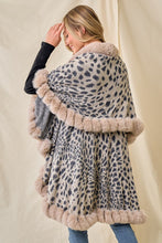 Taupe Faux Fur Shawl Women Fine Knit Open Front