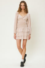 Latte Grape Front Knot Detailed Ruffled Mini Dress