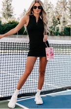 Black Polo Tennis Babe Bodycon Ribbed Dress