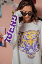 White Glitter Geaux Tigers Graphic Oversized Sweatshirt