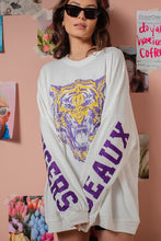 White Glitter Geaux Tigers Graphic Oversized Sweatshirt