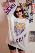 White Glitter Geaux Tigers Graphic Oversized Sweatshirt