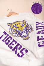 White Glitter Geaux Tigers Graphic Oversized Sweatshirt