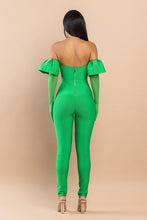 Green Bandage Puff Glove Jumpsuit