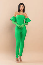 Green Bandage Puff Glove Jumpsuit
