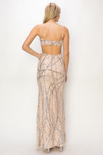 Silver/Nude Sequin Sweetheart Cut Out Maxi Dress