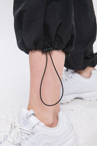 Black Loose Fit Parachute Cargo Pants