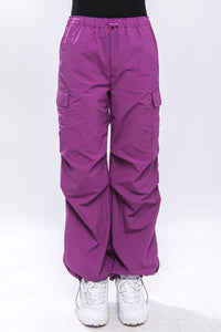 Violet Loose Fit Parachute Cargo Pants
