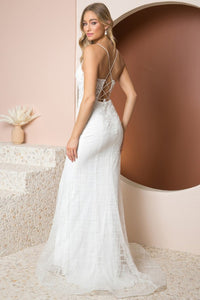 White Shoulder Straps Lace Top Mermaid Wedding Dress