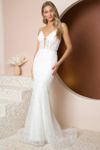 White Shoulder Straps Lace Top Mermaid Wedding Dress