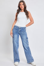 Medium Wash Junior Low Rise Straight Leg Cargo Skate Jeans